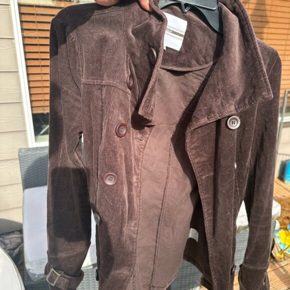 Brown Corduroy Double-Breasted Trench Coat, women XS - Picture 6 of 6